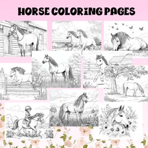 Horse Coloring Pages Bundle: Fun Equine Art for Kids & Adults (PDF Download)