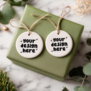 Ceramic Ornament Front And Back Mockup PNG: Double Ceramic Ornament Christmas & Housewarming Decoration (Digital Download)