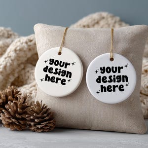 Front And Back Ceramic Ornament Mockup PNG: Double Ceramic Ornament Christmas & Housewarming Decoration (Digital Download)