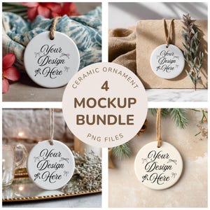Blank Ceramic Ornament Mockup Templates: Circle PNG Bundle (Digital Download
