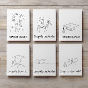 Jeu de cartes de remise des diplômes minimalistes à imprimer, lot de cartes de voeux pour diplômés félicitations, cadeau pour la fête de remise des diplômes, cartes de fin d'études