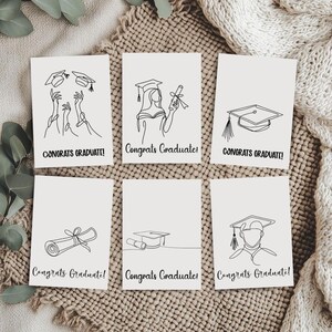 Jeu de cartes de remise des diplômes minimalistes à imprimer, lot de cartes de voeux pour diplômés félicitations, cadeau pour la fête de remise des diplômes, cartes de fin d'études