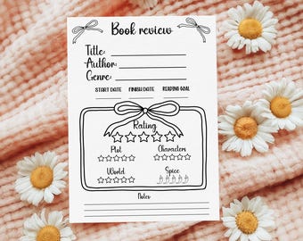 Tarjeta imprimible de reseña de libro: Marcapáginas Booktok (PNG, PDF)