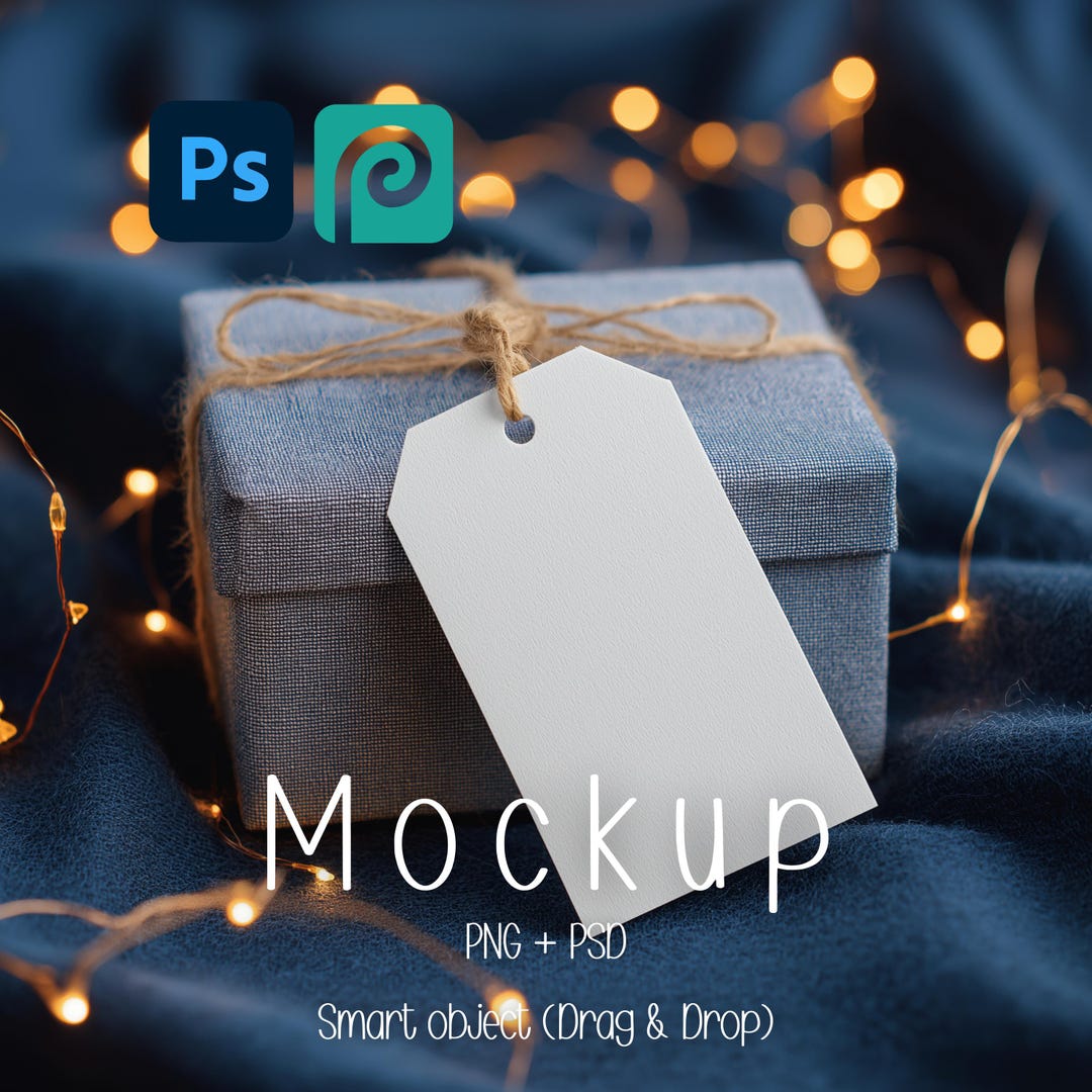 Gift Tag Mockup PSD for Christmas Favor : Festive Tag Smart Object ...