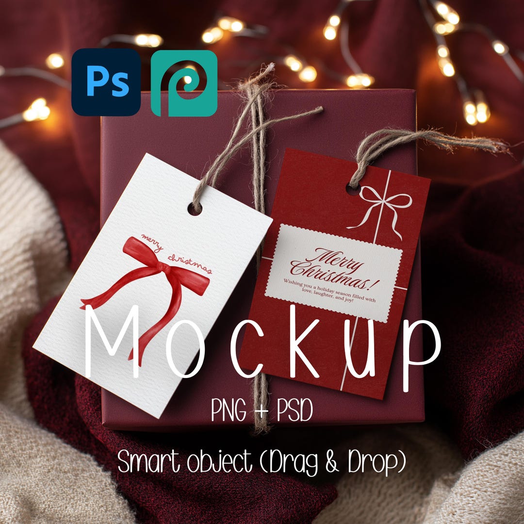 Gift Tag Mockup PSD for Christmas Favor : Festive Tag Smart Object ...