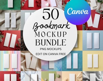 Lot de 50 maquettes de marque-pages Canva (modèles Smart Oblect adaptés aux débutants)