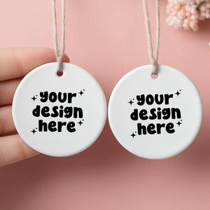 Side By Side Ceramic Ornament Front And Back Mockup PNG: Double Ceramic Ornament Christmas & Housewarming Decoration (Digital Download)