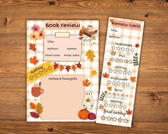 Marcapáginas imprimible con reseñas de libros de otoño, regalo de Booktok (descarga digital)