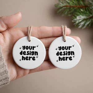 Ceramic Ornament Front And Back Mockup PNG: Double Ceramic Ornament Christmas & Housewarming Decoration (Digital Download)