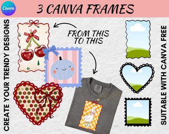 Coquette Canva Frames: Post Stamp Effect, Drag & Drop (Canva Template Download)