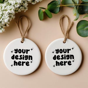 Ceramic Ornament Front And Back Mockup PNG: Double Ceramic Ornament Christmas & Housewarming Decoration (Digital Download)