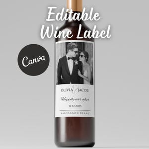 Wine Label Sticker Canva Template, Wedding Wine Bottle Labels With Custom Text, Custom Wedding Favor Template, Personalized Anniversary Gift