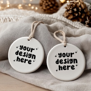 Ceramic Ornament Mockup PNG: Front & Back Christmas Decoration (Digital Download)
