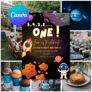 Editable Space Birthday Invitation: Galaxy Theme Video Invite (PDF File)