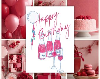 Carte de joyeux anniversaire Doodle imprimable : carte de voeux colorée (téléchargement numérique)