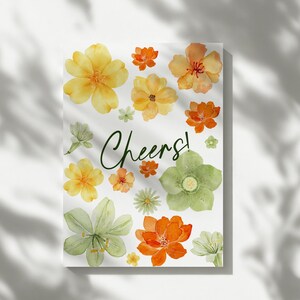 Tarjeta de felicitación del Día de la Madre, Tarjeta de felicitación con flores de verano, Tarjeta de regalo con flores de acuarela, Tarjeta de felicitación de feliz cumpleaños