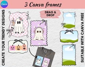 Coquette Canva Frames: Post Stamp Effect, Drag & Drop (Digital Download)