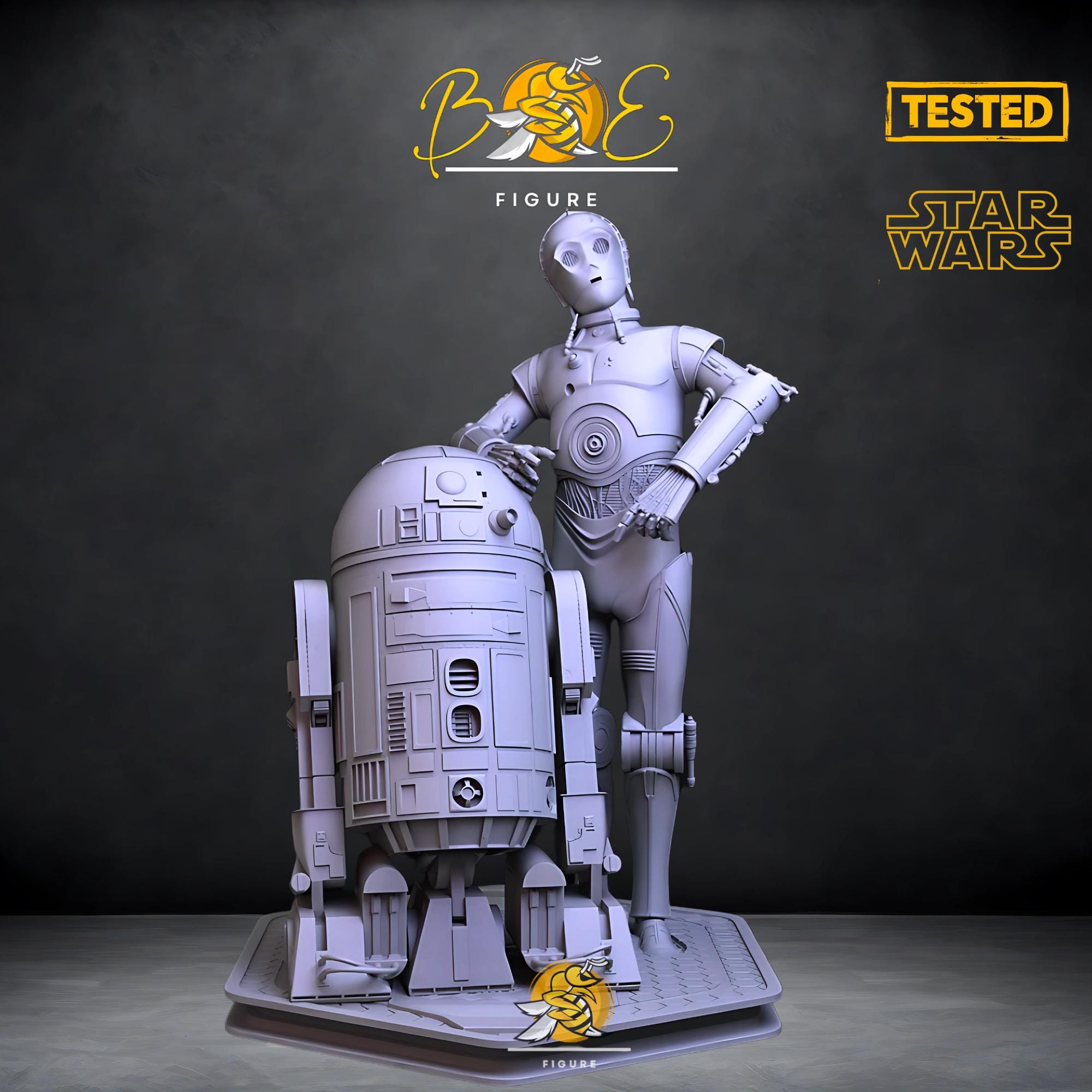 R2D2 & CP30 Star Wars STL File – 3D Printing Diorama (digital