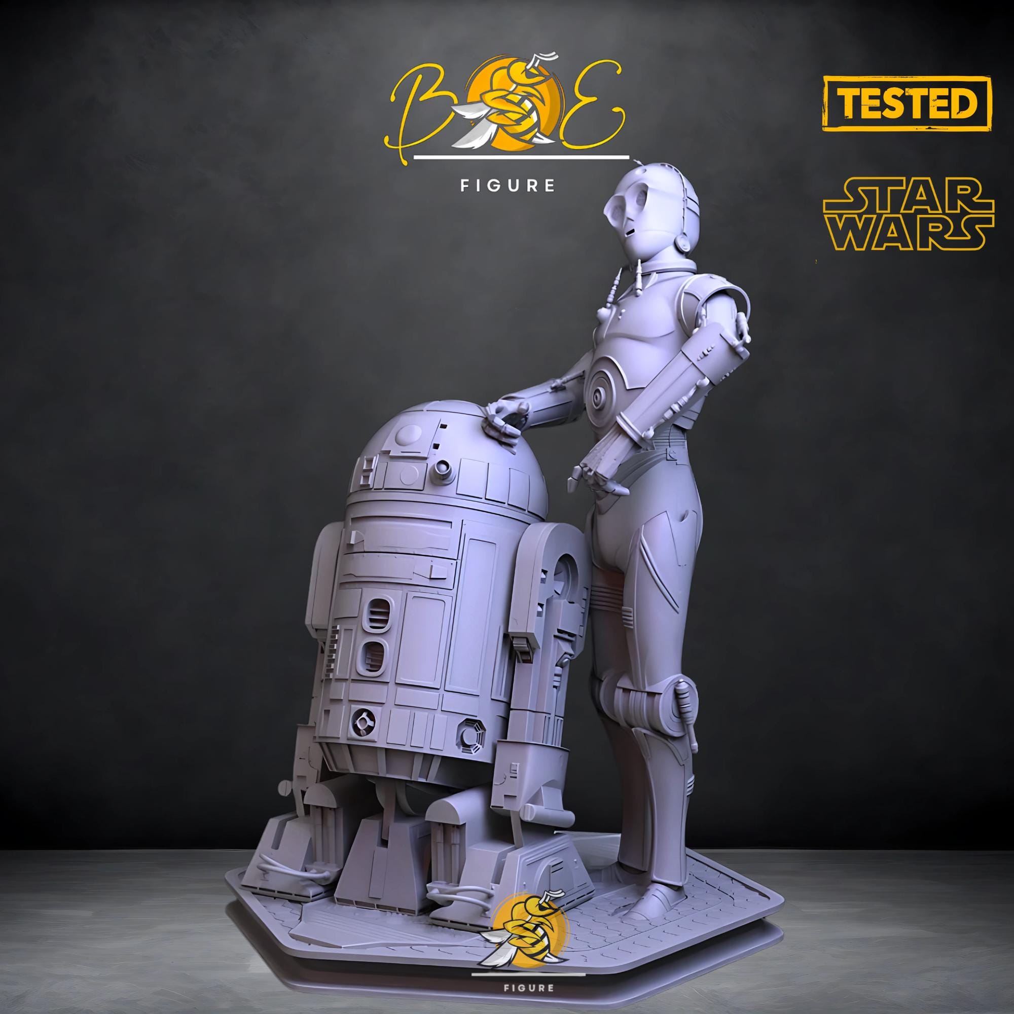 R2D2 & CP30 Star Wars STL File – 3D Printing Diorama (digital