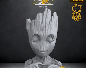 Baby Groot Flower Pot STL File – High-Quality 3D Print Model (Digital Download)