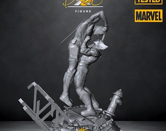 Deadpool vs Wolverine Diorama STL File – 3D Printing Model (Digital Download)