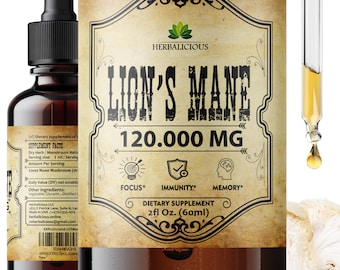 Lion’s Mane Liquid Mushroom 4 oz | Herbal Extract | Alcohol-Free Tincture