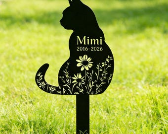 Custom Cat Memorial Stake: Personalized Metal Cat Name Grave Marker, Pet Remembrance Gift