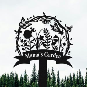 Custom Metal Garden Sign, Personalized Garden Name Stake, Flower Sign with Stake, Metal Garden Decor, Garden Name Sign, Metal Yard Art