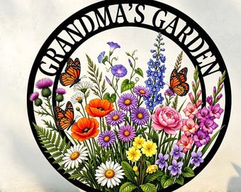 Personalized Garden Metal Sign: Custom Garden Flower Stake, Mothers Day Gift for Grandma