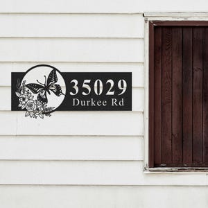 Personalized Metal House Address Sign, Custom House Number Sign, Modern Metal Number Sign, Street Name Sign, Metal Butterfly Address Plaque