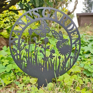 Custom Metal Garden Sign,Personalized Flower Garden Stake,Custom Garden Name Sign,Lawn Signs,Yard Sign,Metal Garden Decor,Yard Garden Stake