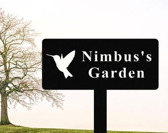 Letrero de jardín personalizado con estaca, letrero de metal personalizado para pájaros, letrero de metal con nombre para jardín, decoración para pájaros, decoración de jardín al aire libre, letreros para césped