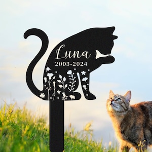 Custom Cat Memorial Stake, Personalized Metal Cat Grave Marker, Pet Loss Gift, Cat Garden Stake, Cat Memorial Sign, Cat Remembrance Stake