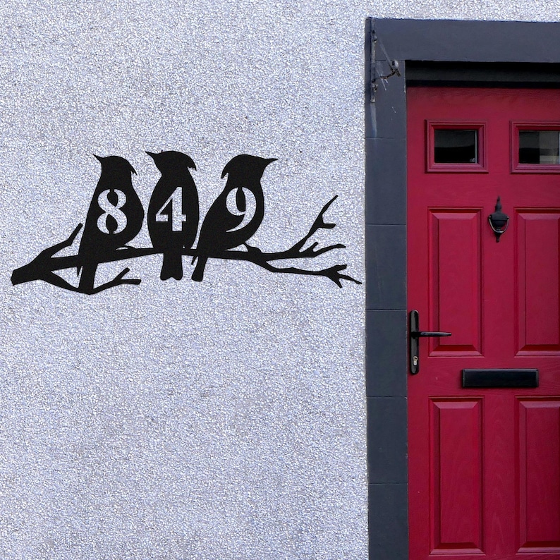 Custom Bird on Branch House Numbers, Personalized Bird Address Metal ...