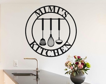 Gepersonaliseerde metalen keukenbord, aangepaste keukenkunst aan de muur, metalen keukenmuurdecoratie, metalen bord voor keuken, keukencadeaus, housewarmingcadeau