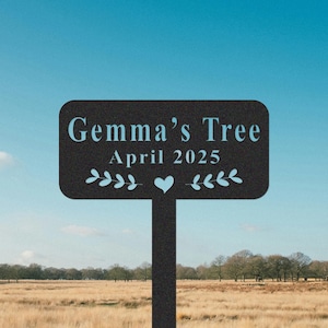 Personalized Garden Sign with Stake,Custom Memorial Tree Sign,Metal Garden Stake,Tree Garden Decor,Memorial Garden Marker,Metal Garden Plate