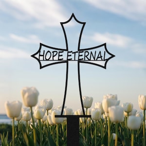 Personalized Cross Metal Yard Sign,Custom Memorial Cross Metal Stake,Cemetery Stake,Metal Grave Markers,Outdoor Yard Decor,Christian Sign