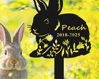 Custom Bunny Memorial Stake,Rabbit Memorial Garden Stake,Personalized Metal Bunny Grave Marker,Outdoor Rabbit Remembrance Stake,Rabbit Loss