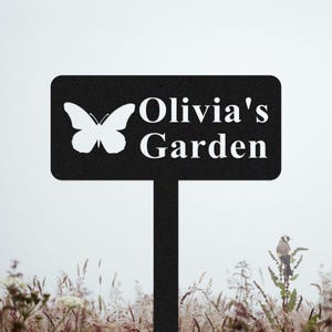 Custom Butterfly Garden Stake,Personalized Metal Garden Name Sign,Metal Garden Decor,Yard Garden Stake,Metal Yard Art,Outdoor Garden Sign