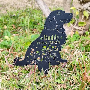Personalized Dog Garden Sign,Custom Dog Memorial Stake,Dog Grave Marker,Metal Garden Decor,Pet Name Sign,Dog Stake with Flower,Pet Loss Gift