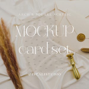 004 Elegante Creme 5x7 Acryl Einladung Mockup, 5x7 Acryl Karten Mockups, Boho Pampas Hochzeits Mockup, Flat Lay MockUp, PSD Smart Objekt