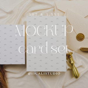 004 Elegante Creme 5x7 & 3.5x5 Convite Mockup Bundle, Convite com Cartão de Enclosure, Conjunto de Papelaria de Casamento Pampas, PSD Smart Object