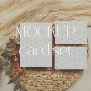 003 Earthy Eucalyptus 5x7 e 3,5x5 Convite Suite Mockup, Elegante Conjunto de Papelaria para Casamento Mockup, PSD Smart Object, Pacote de Mockup