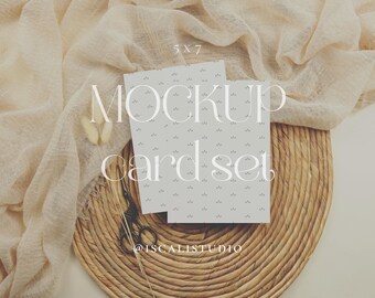 Boho 5x7 Card Mockup Set, Minimal Stationery, PSD (Digital Download)