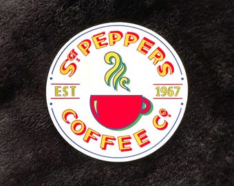 The Beatles Inspired Coffee Sticker for Indie Psychedelic Rock Fans