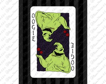 Nieoprawiona grafika z karty do gry NBC Oogie, dekoracja na Halloween Creepmas