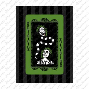Gothic Beetlejuice Sandworm Playing Card Art, Unframed Fine Art Print, Halloween, Creepmas, Horror Decor