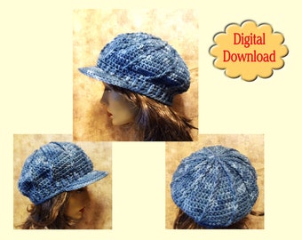 Crochet Pattern For Adult Size Ladies Spoke Design Brim Slouch Hat