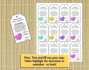 Crocheted whit love by ____ Free printable tags for handmade crochet & knit  projects #croch…