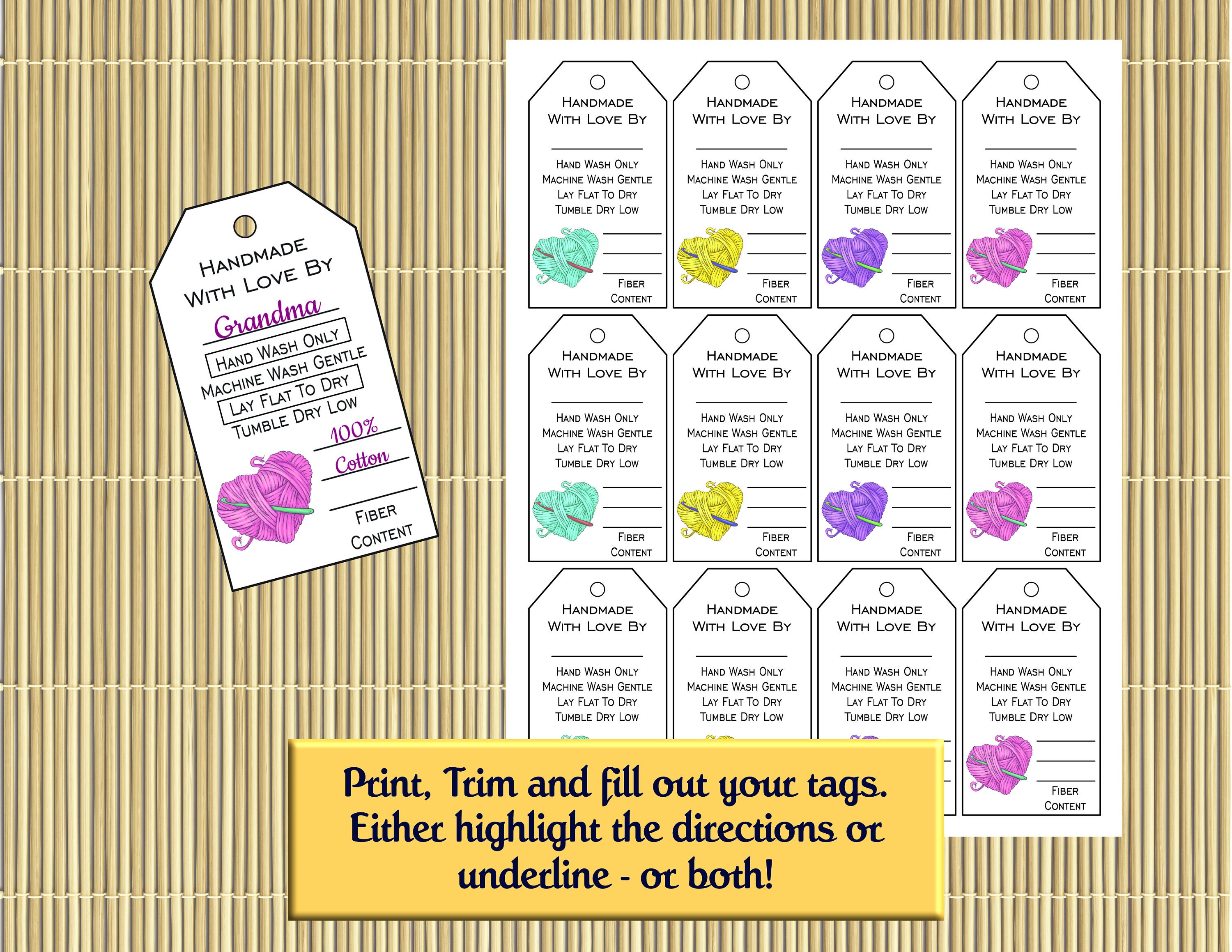 Free Handmade with Love Printable Tags – Cozy Knitting and Crochet